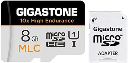 [10x High Endurance] GIGASTONE Industrial 8GB MLC Micro SD Card, Full HD Video Recording, Security Cam, Dash Cam, Surveillance Compatible 85MB/s, U1, with Adapter [5-Yrs Free Data Recovery]