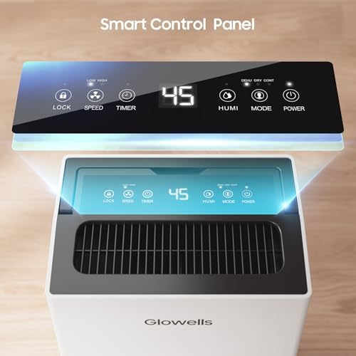 Glowells 4500 Sq.Ft Energy Star Dehumidifier for Basement with Drain Hose, 52 Pints Dehumidifiers for Home, Large Room, RV, Three Modes, Intelligent Humidistat, Quiet Smart Compressor, Auto Defrost