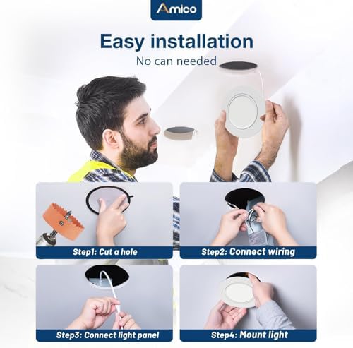 Amico 6 Pack 6 Inch 5CCT Gimbal LED Recessed Ceiling Light