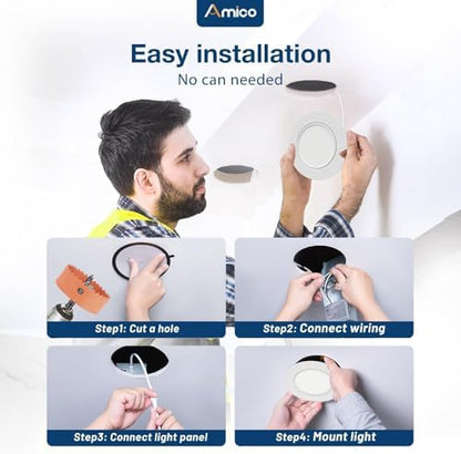 Amico 6 Pack 6 Inch 5CCT Gimbal LED Recessed Ceiling Light