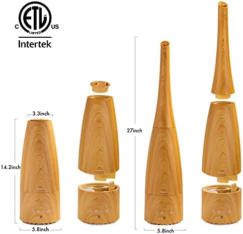 Cool Mist Humidifier,Elecameier Warm and Cool Mist Humidifier for Home/Bedroom with Remote Control Smart Air Humidifier for Desk/Office/Baby Bedroom 25dB Whisper Quiet with Auto Shut off light wood