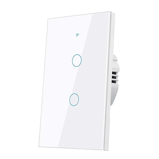 Smart Wi-Fi Light Switch, RF433, No Neutral Wire Required, Compatible with Alexa, Google Home, Smart Life App (2-Gang)