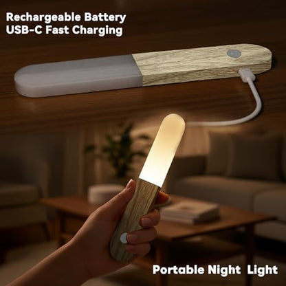 iThird Motion Sensor Light Indoor - Wireless Wall Light, lumi Light, Magnet Rechargeable Wall Sconces, Portable Night Lights, LED Lights for Closet, Bathroom (Beech 3PCS)