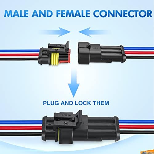 Nilight 10 Pack 3Pin Electrical Wire Connectors Male and Female Plug Socket | Quick Disconnect Waterproof Harness Terminals for Automotive Cars Trucks Motorcycles Scooters