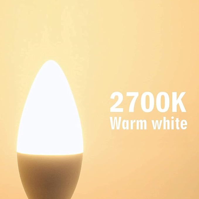 E12 LED Bulb Candelabra Base, Type B LED Bulb 50 Watt Equivalen 2700K Soft Warm White B11 Small Base, Chandelier Ceiling Fan LED Light Bulbs 500 Lumens No-Dimmable Pack of 12