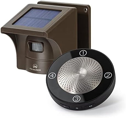 eMACROS Non-APP Solar Wireless Driveway Alarm, Outdoor Security System