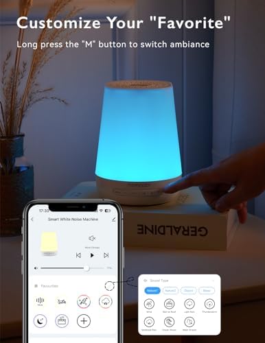 Momcozy Smart Baby Sound Machine with Night Light, White Noise Machine | Toddler Sleep Trainer 34 Soothing Sleep Sounds, Timer, App Remote Control, Egg Light, Personal Sleep Routine Alarm Clock