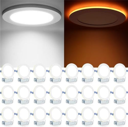 Meconard 24 Pack 6 Inch 5CCT LED Recessed Lighting with Night Light, White