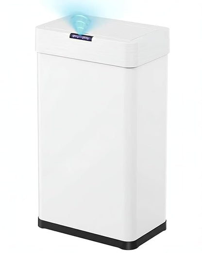 TLSUNNY 13.2 Gallon Motion Sensor Trash Can,Touchless Automatic Garbage Can,Brushed Stainless Steel Smart Bin,with Bag Holder,Soft Close Lid,for Kitchen,Office,RV,Bedroom,Living Room (White, 50L)