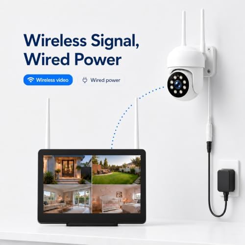 Camcamp Wireless Security Camera System with 10 Inch Monitor, 8 PTZ Cameras
