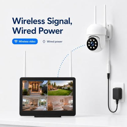 Camcamp Wireless Security Camera System with 10 Inch Monitor, 8 PTZ Cameras