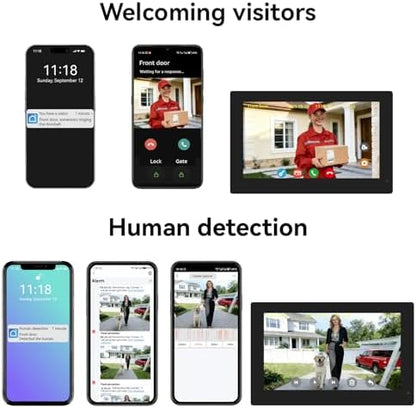 2 Wires Video Door Phone intercom doorbell System, 7 Inch Touch Screen Monitor, 1080P, Remote Unlock, Human Detection, Two-Way Audio, Night Vision, Waterproof, RFID Access Control