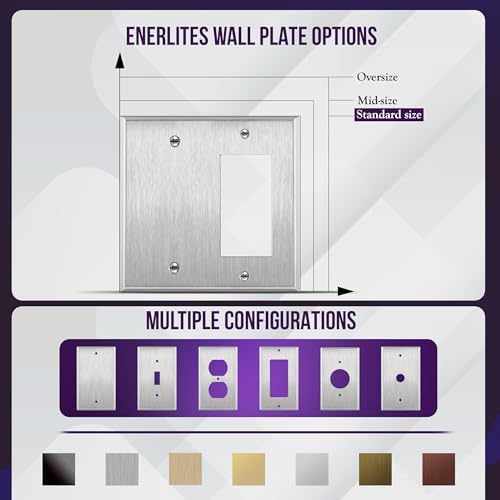 ENERLITES Combination Blank Device & Decorator Switch Metal Wall Plate