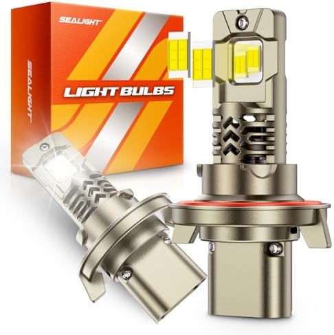 SEALIGHT H13/9008 LED Bulbs, 70,000LM 12X Super Brighter, 1:1 Mini Size, 6500K Cool White, 70,000Hrs Long Service Life with Cooling Fan, Plug and Play, Pack of 2