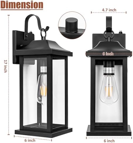 Dusk to Dawn Outdoor Lighting Wall Mounted 17 Inch Black