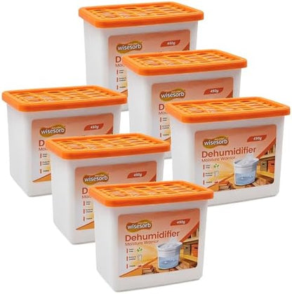 Wisesorb 6 Packs 450g Moisture Absorbers, Dehumidifier with Fragrance Free & Portable Humidity Absorber Boxes for Bathroom (with Fragrance Free, 6x 16oz)