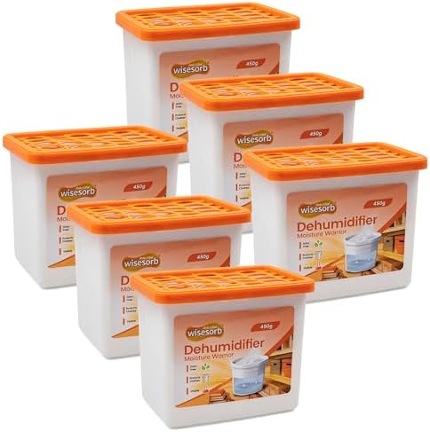 Wisesorb 6 Packs 450g Moisture Absorbers, Dehumidifier with Fragrance Free & Portable Humidity Absorber Boxes for Bathroom (with Fragrance Free, 6x 16oz)