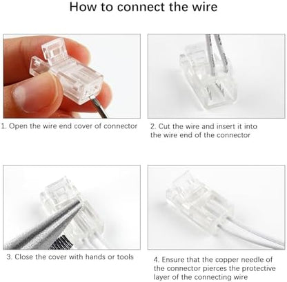 RGBZONE 10pcs 2-Pin 8mm LED Strip to Wire Connectors and 10m/32.8ft 2 Pin Extension Wire for Waterproof or Non-Waterproof Single Color LED Strip Lights(IP20/IP65)