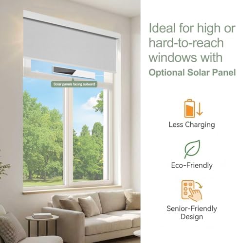 ZSHINE Motorized Blackout Roller Shades Remote Control Rechargeable(82006E)