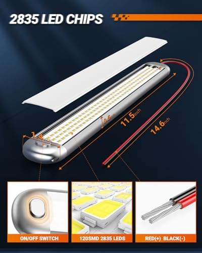 SEALIGHT 12V LED Interior Light Bar | 1500LM 8W 12v LED Light Strip 6200K White with ON/Off Switch | Camper Lights Fixture for Truck Van RV Trailer Cargo Cabient Motorhome Lorry (Pack of 8)