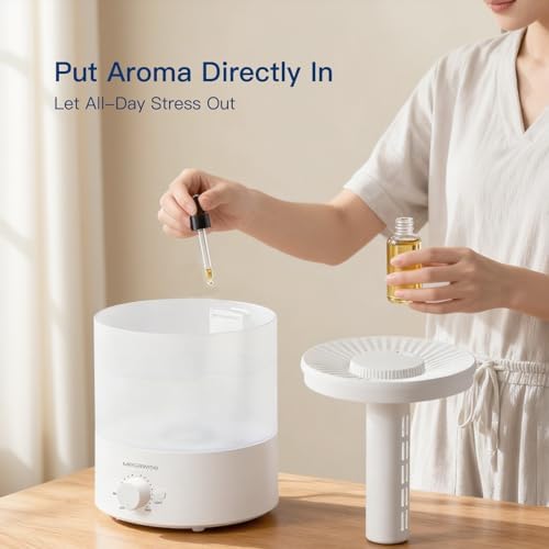 Megawise Cool Mist Humidifiers for Bedroom, 2L Tank Ultra-Quiet Humidifier for Large Room, 40H Runtime with 7 Color Ambient Light, Auto Shut-Off Protection