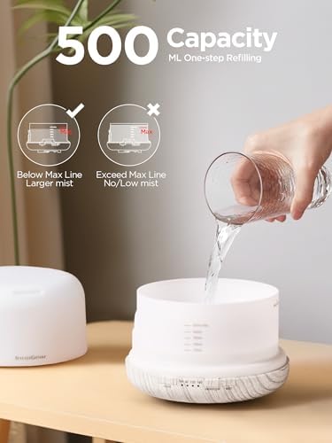 InnoGear 500ml Essential Oil Diffuser for Home Cool Mist Humidifier B White