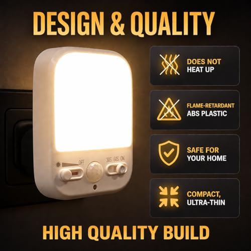 Night Sensor LED Motion-Activated Night Light Rotatable Dusk to Dawn AC Outlet Plug-in Wall Night Sensor Light for Bedroom Hallway Stairway Garage Basement Corridor Indoor