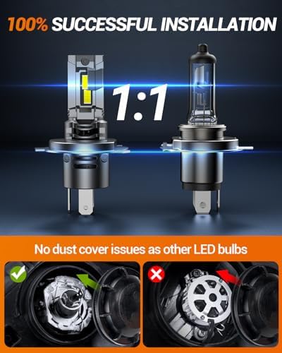 SEALIGHT H4 Bulbs, 80,000LM H4 9003 Light Bulbs with 25000RPM Cooling Fan, LED Fog Light, Plug-N-Play, Pack of 2