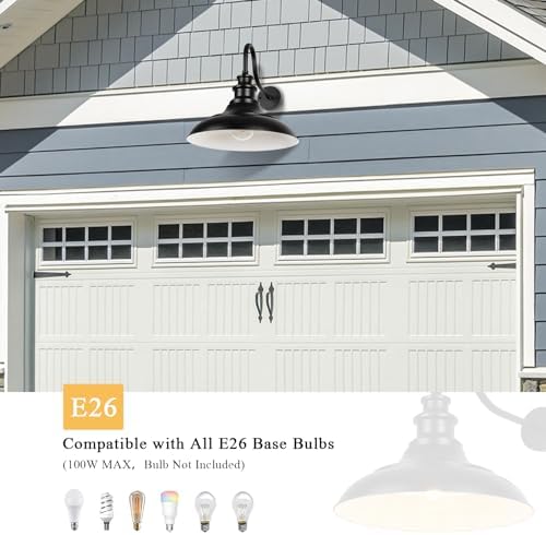 Exterior Farmhouse Barn Light, Porch Lights Outdoor, 16 Inch Vintage Outside Garage Lights Fixtures, Anti-Rust Waterproof Outdoor Light for Patio Frontdoor Entryway Doorway, Matte Black