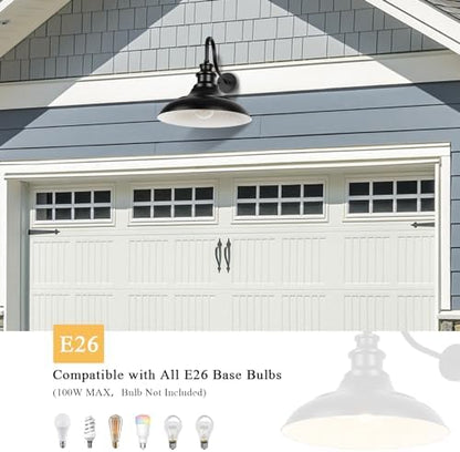 Exterior Farmhouse Barn Light, Porch Lights Outdoor, 16 Inch Vintage Outside Garage Lights Fixtures, Anti-Rust Waterproof Outdoor Light for Patio Frontdoor Entryway Doorway, Matte Black
