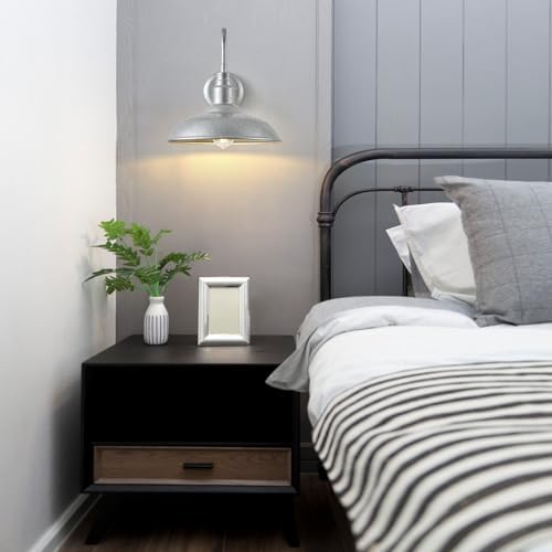 10in Outdoor Gooseneck Barn Lights Silver Gray Exterior Porch Gooseneck Wall Mount Lighting Fixture, 2 Pack Brushed Silver Barn Style Outside Wall Sconce for House, Garage, Farmhouse