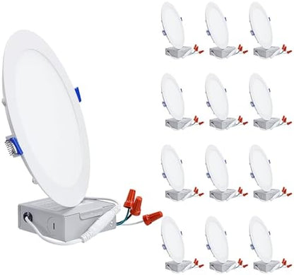 TORCHSTAR 12-Pack 8 Inch Ultra-Thin LED Recessed Light, 18W, 3000K