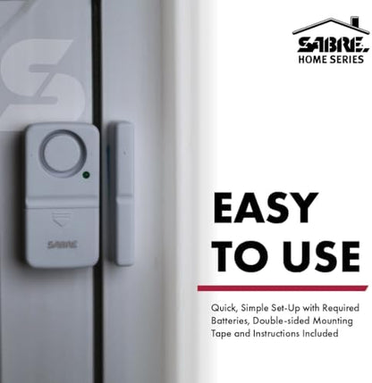 SABRE Wireless Home Security Door Window Burglar Alarm with LOUD 120 dB Siren, DIY EASY to Install, 2-Pack,white