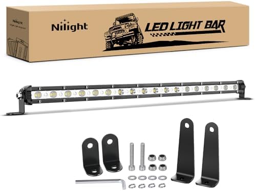 Nilight Single Row LED Light Bar Ultra-Slim Spot Flood Combo Beam Pod 20 Inch 54W Fog Driving Work Roof Bumper Lighting for Offroad 4x4 Trucks SUV ATV UTV
