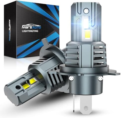 Marsauto H4 Bulb, 50000LM Brightness Output 6000K Cool White,9003 H4 Fog Bulbs IP68 Waterproof 80000Hrs Lifespan, 3Mins Installation, 2 Pack