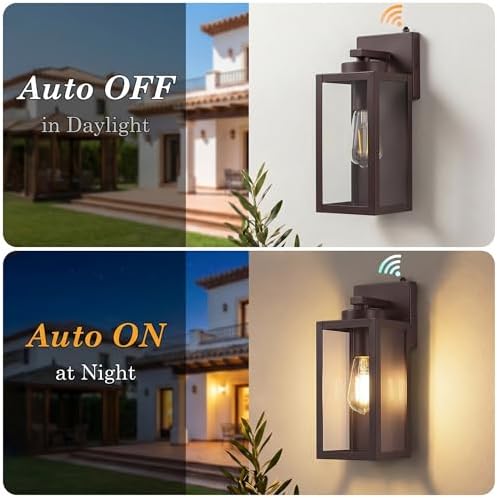 BesLowe Upgraded Dusk to Dawn Outdoor Wall Lights, Brown, 2-Pack