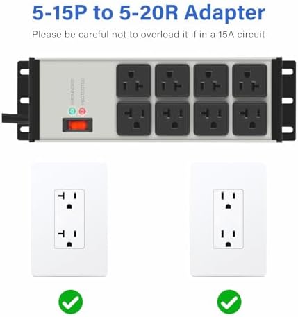 CCCEI 12 Gauge Heavy Duty Power Strip, Magnetic, 8 Ports. Grey, 25FT, 1