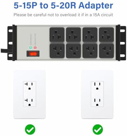 CCCEI 12 Gauge Heavy Duty Power Strip, Magnetic, 8 Ports. Grey, 6FT, 1