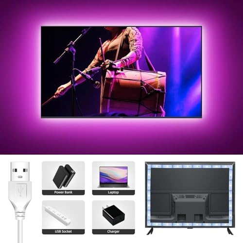 RUISHINE Battery Operated LED Strip Lights 20ft, Battery Powered LED Strip Lights for Bedroom Color Changing APP Remote, USB Led Lights for TV, Room, Kitchen, Party