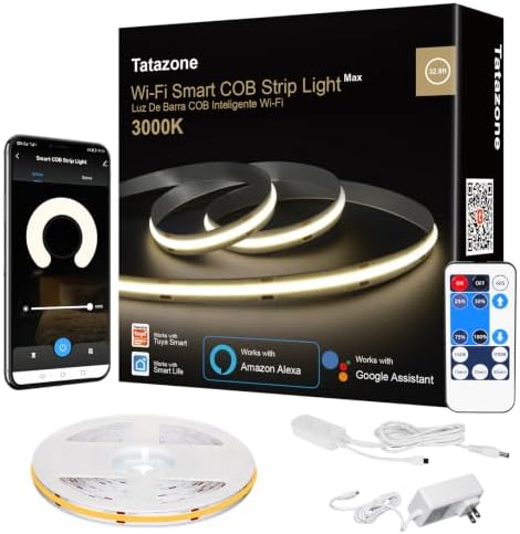 Tatazone WiFi Smart White COB Led Strip Light with Remote