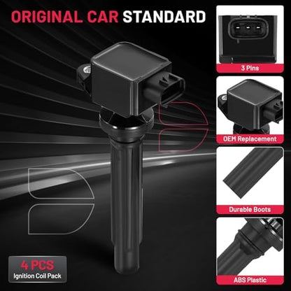 BDFHYK Ignition Coil Packs Compatible with Suzuki 2007-2009 SX4 2.0L l4, 2006-2008 Grand Vitara 2.7L V6, Coil for UF562 5C1785 E1062 52-2140 IC642 UF-562 3340065J00 Set of 4