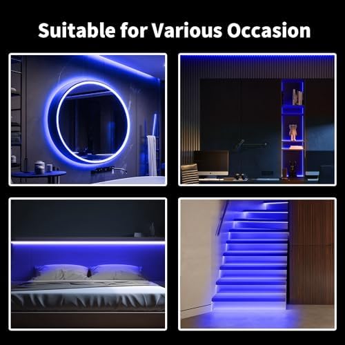 16.4FT Neon LED Strip Lights, 12V Blue Silicone LED Rope Lights