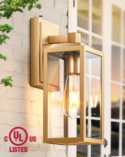VIANIS Gold Dusk to Dawn Outdoor Wall Lanterns, Waterproof, Anti-Rust