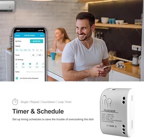 1 Channel Smart WiFi Dry Contact Relay Module | USB 5V/DC 7-32V | Momentary/Inching Self-Locking Relay | Tuya App/Alexa/Google Home Remote Control | White
