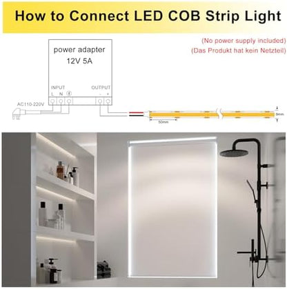 Pandery led Strip Lights Waterproof,DC24V Strip Lights IP65,3000K Warm White,320LEDs/M,8MM Wide,16.4ft/5M,CRI90+,Outdoor led Strips for Bathroom Decor,Pool,Aquariums(Not Included Power)