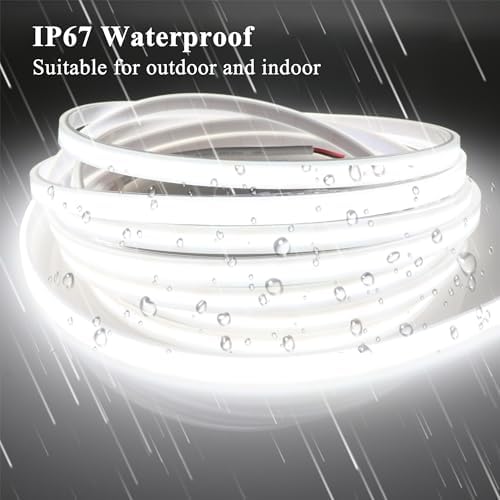 LEDENET COB LED Strip Lights Waterproof IP67 DC12V 16.4ft Cold White 6000K