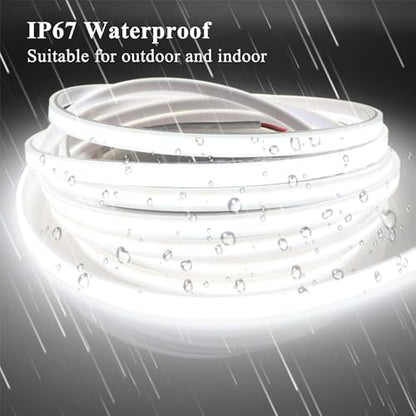 LEDENET COB LED Strip Lights Waterproof IP67 DC12V 16.4ft Cold White 6000K