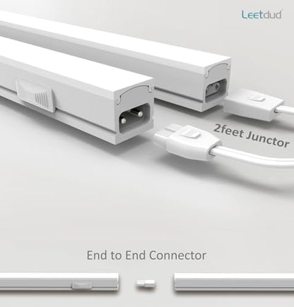 Leetdud Under Cabinet Lighting Plug in, 32 Inch 2 Pcs, Linkable AC120V 3CCT 3000K/4000K/5000K Ultra Slim, LED Under Cabinet Lights for Counter Light, Kitchen, Shelf, Sink, Workshop, Desk, White