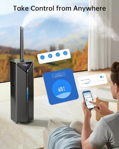 5Gal Smart Humidifier Large Room up to 2800ft², 1000mL/h, APP & Remote Control, 180° Auto Rotating Nozzle, 24H Timer, 60H Supersized Cool Mist Humidifiers for Whole House Home Office Plants