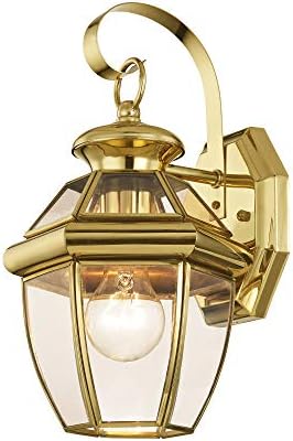 Livex Lighting 2051-02 Monterey 1-Light Wall Lantern, Polished Brass